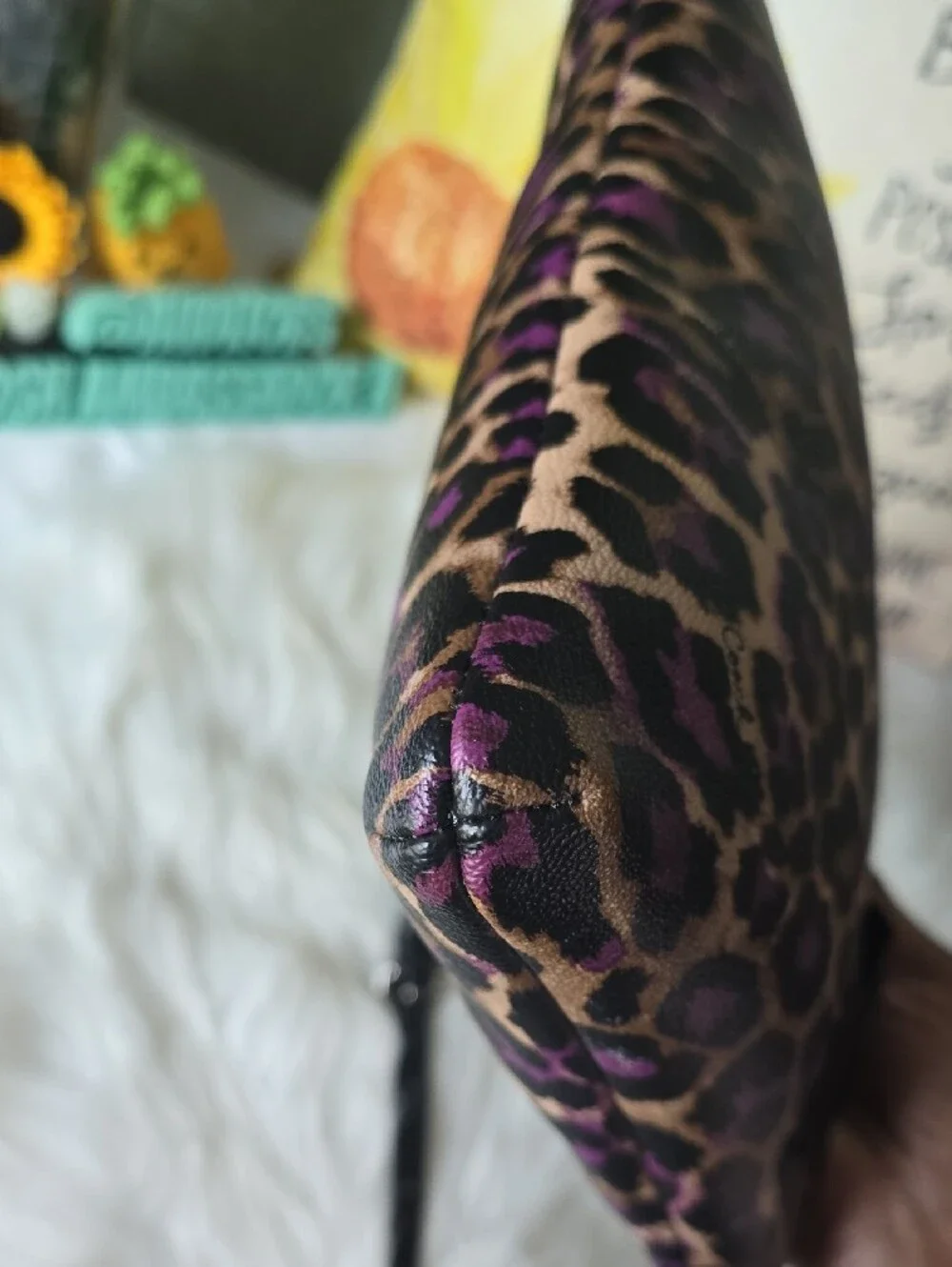 Coach OSCELOT Leopard Print Crossbody Purple, Tan And Black